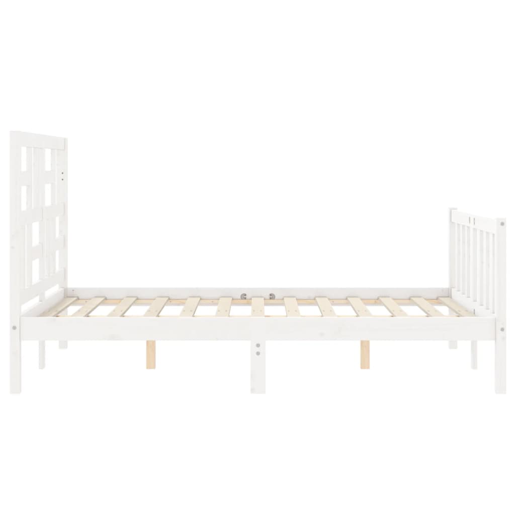 Bed Frame without Mattress White Small Double Solid Wood Pine