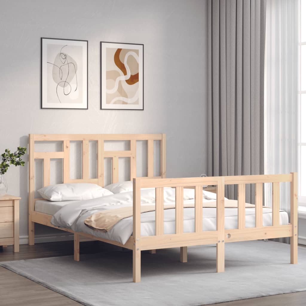 Bed Frame without Mattress Double Solid Wood Pine