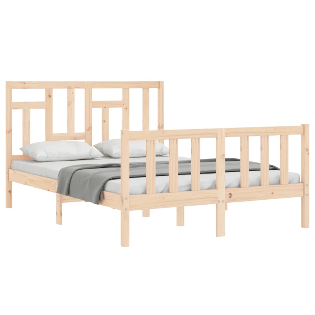 Bed Frame without Mattress Double Solid Wood Pine