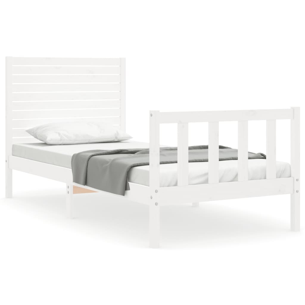 Bed Frame without Mattress White Small Single Solid Wood Pine