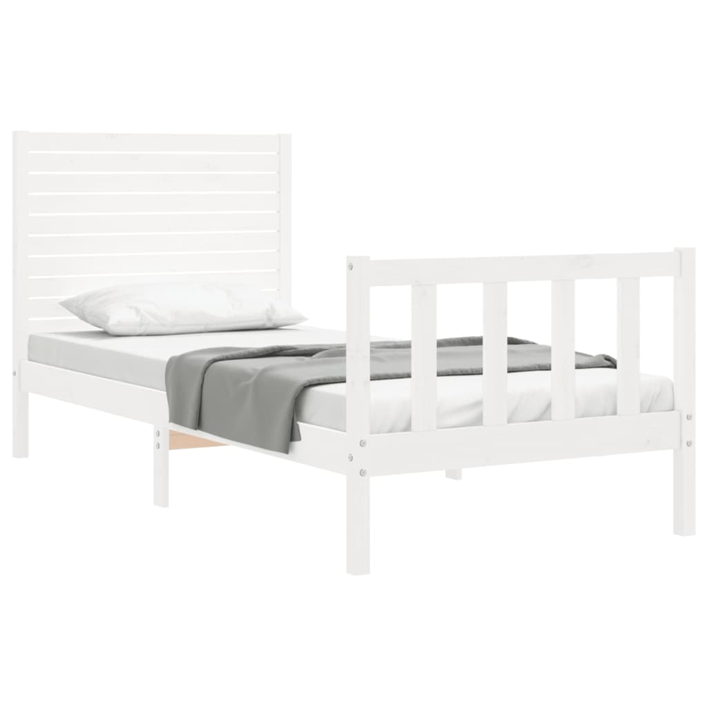 Bed Frame without Mattress White Small Single Solid Wood Pine