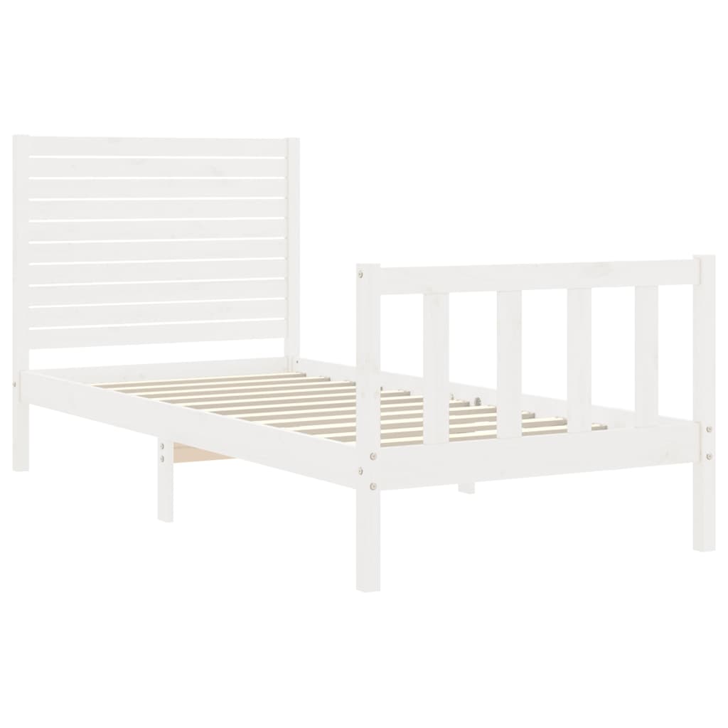 Bed Frame without Mattress White Small Single Solid Wood Pine