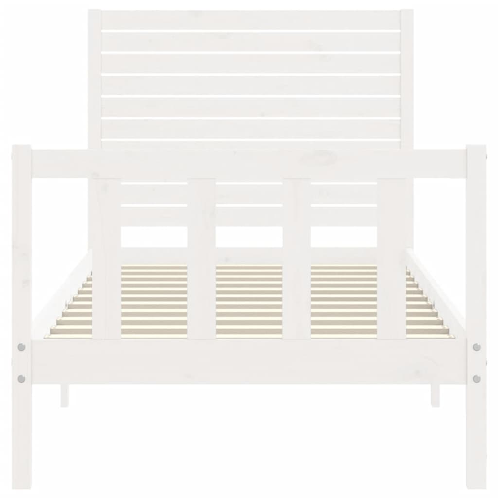 Bed Frame without Mattress White Small Single Solid Wood Pine