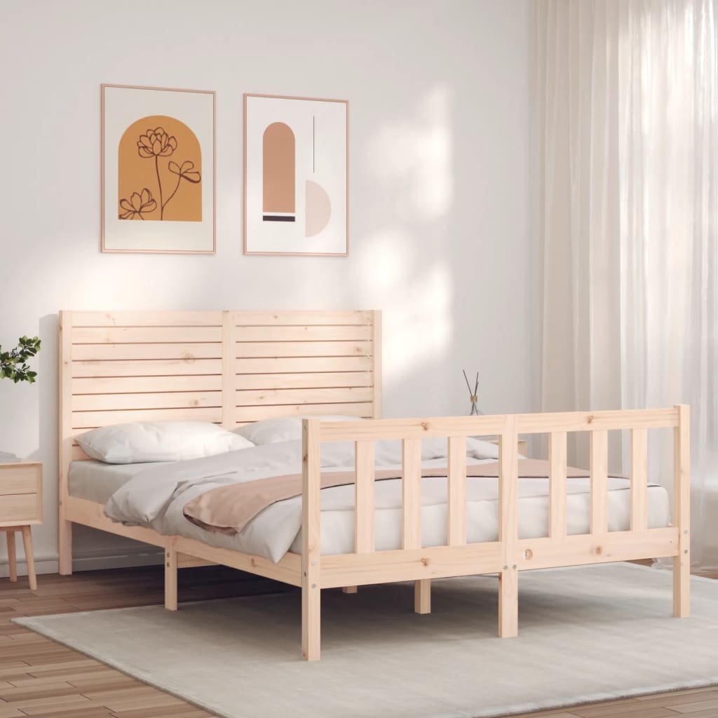 Bed Frame without Mattress 140x190 cm Solid Wood Pine