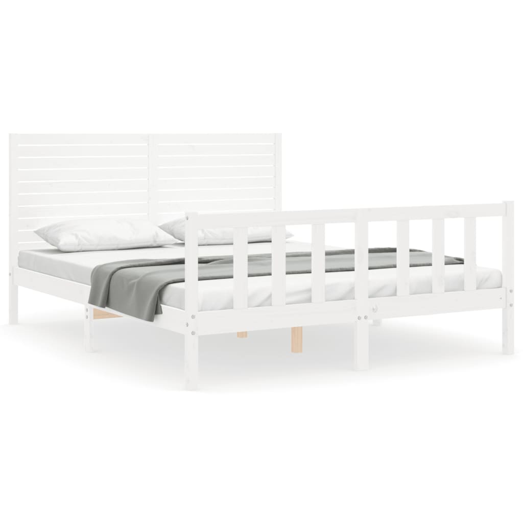 Bed Frame without Mattress White 160x200 cm Solid Wood Pine