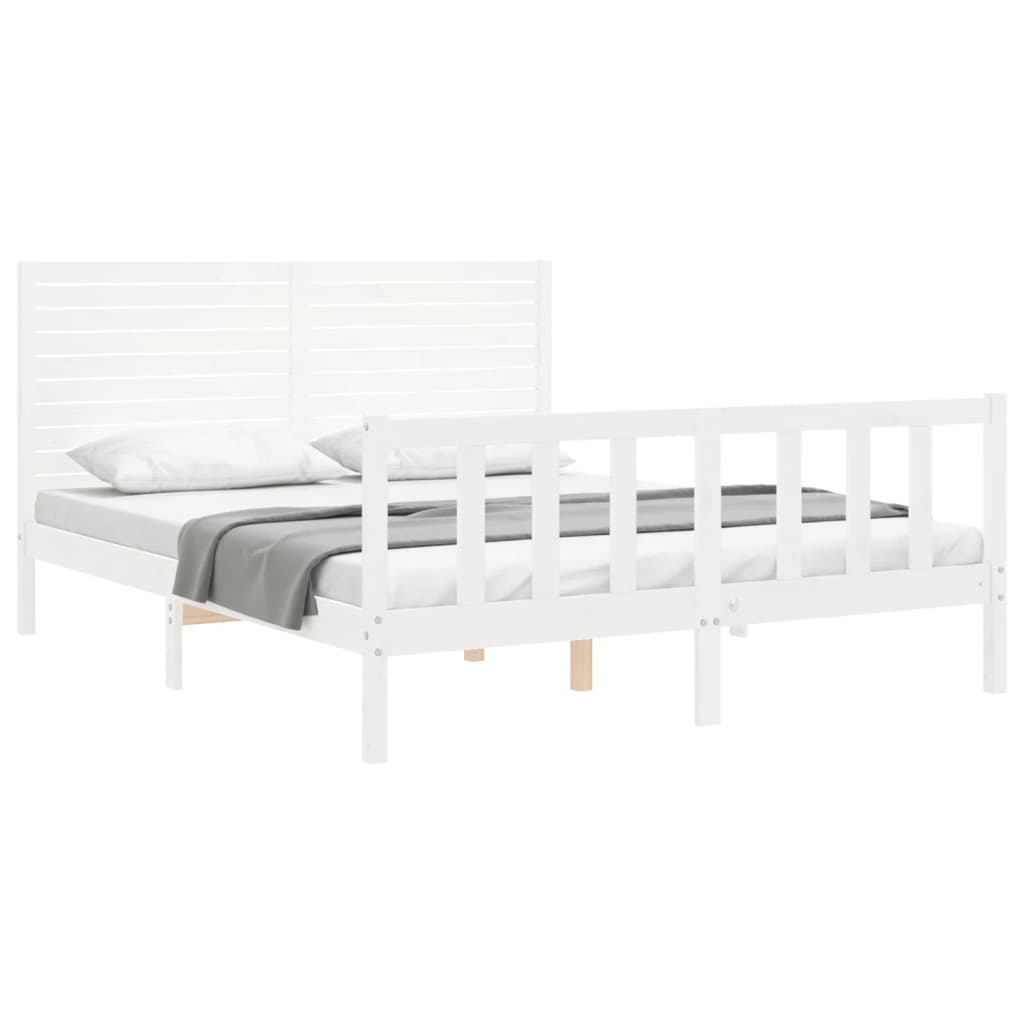 Bed Frame without Mattress White 160x200 cm Solid Wood Pine