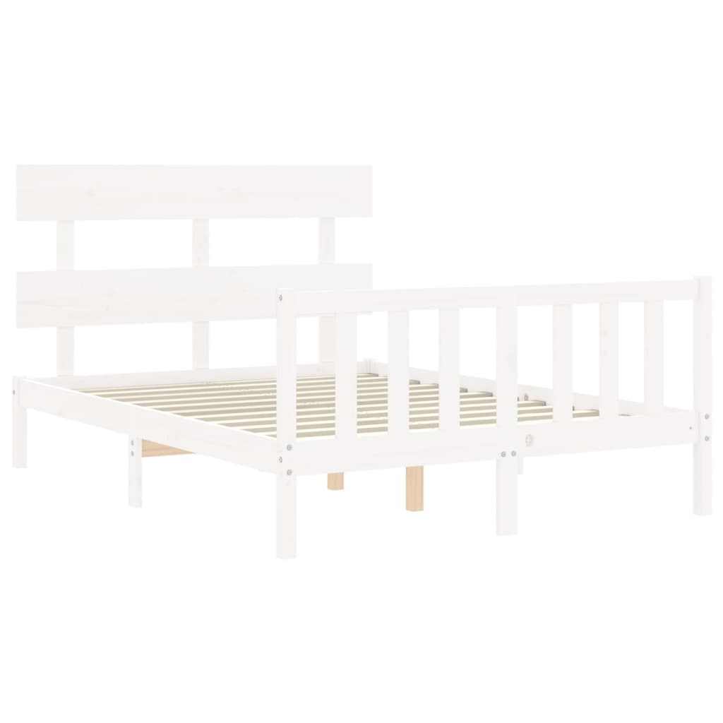 Bed Frame without Mattress White Small Double Solid Wood Pine