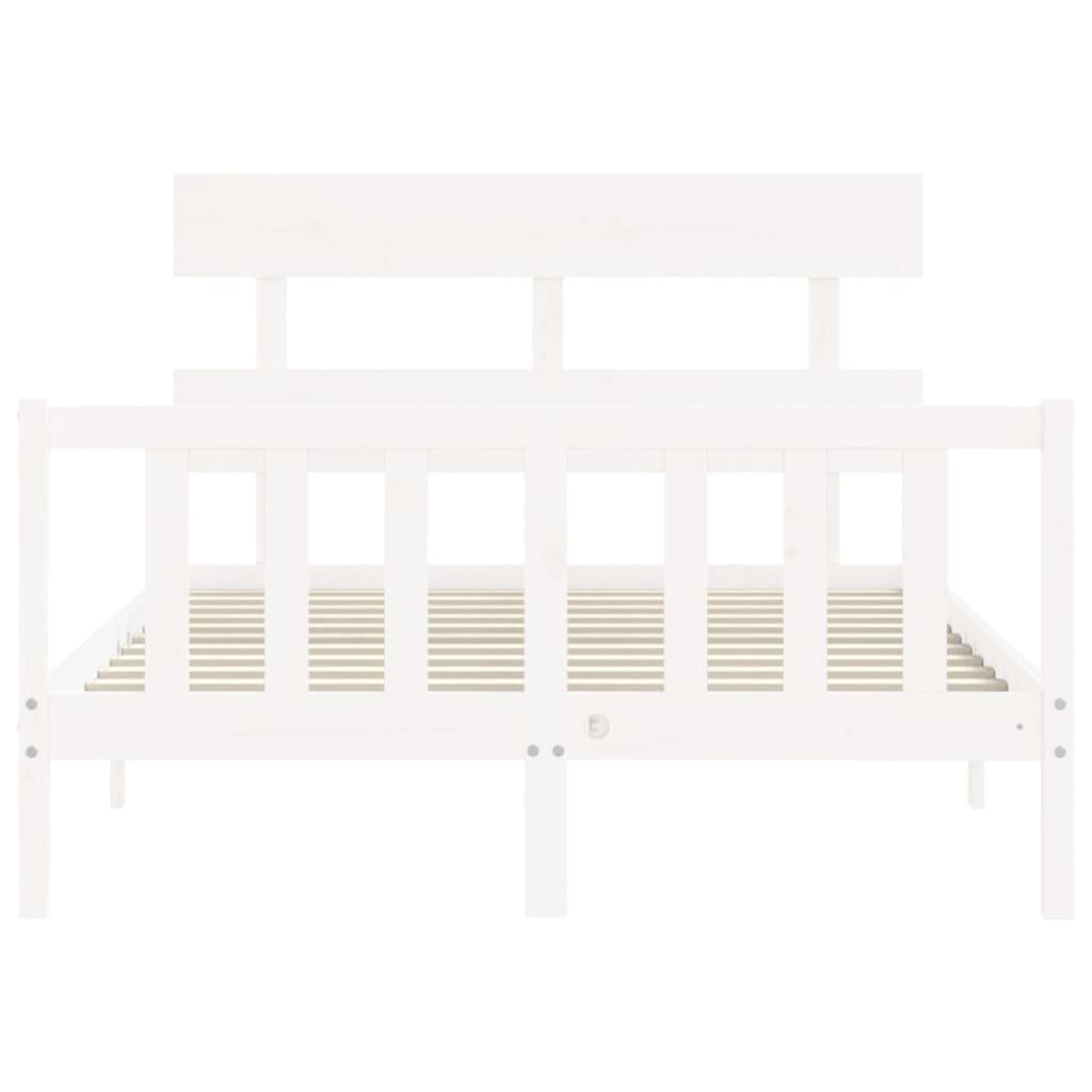 Bed Frame without Mattress White Small Double Solid Wood Pine