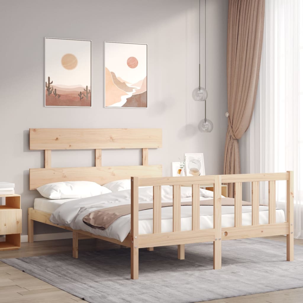 Bed Frame without Mattress 140x190 cm Solid Wood Pine