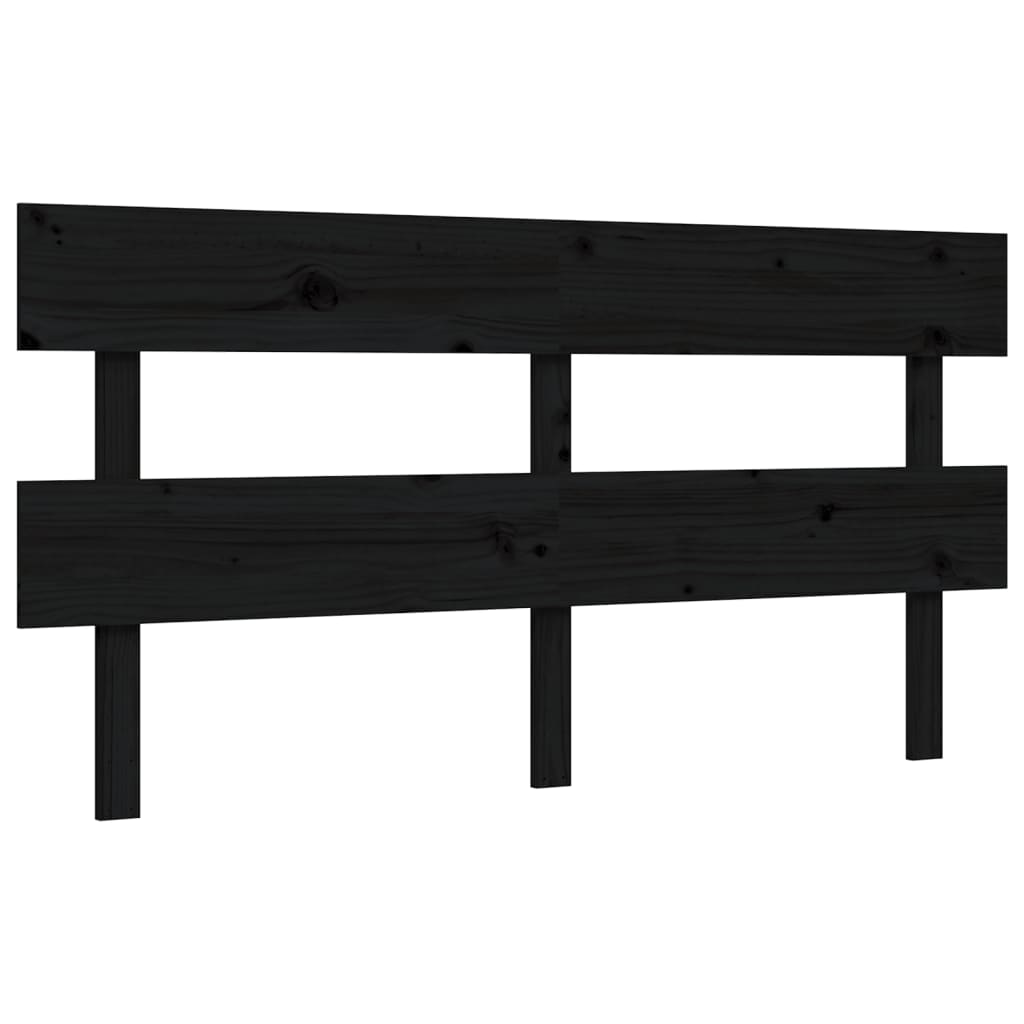 Bed Frame without Mattress Black King Size Solid Wood Pine