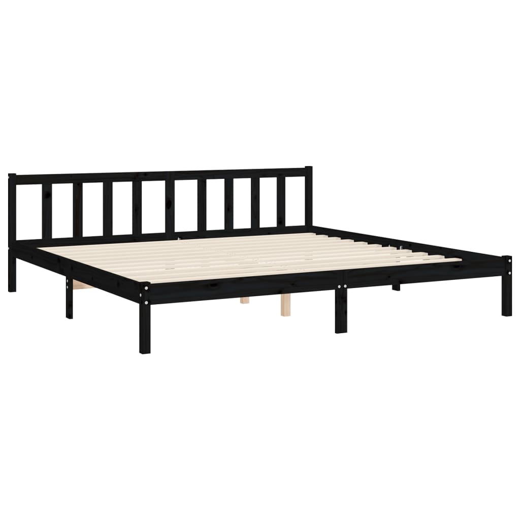 Bed Frame without Mattress Black Super King Size Solid Wood Pine