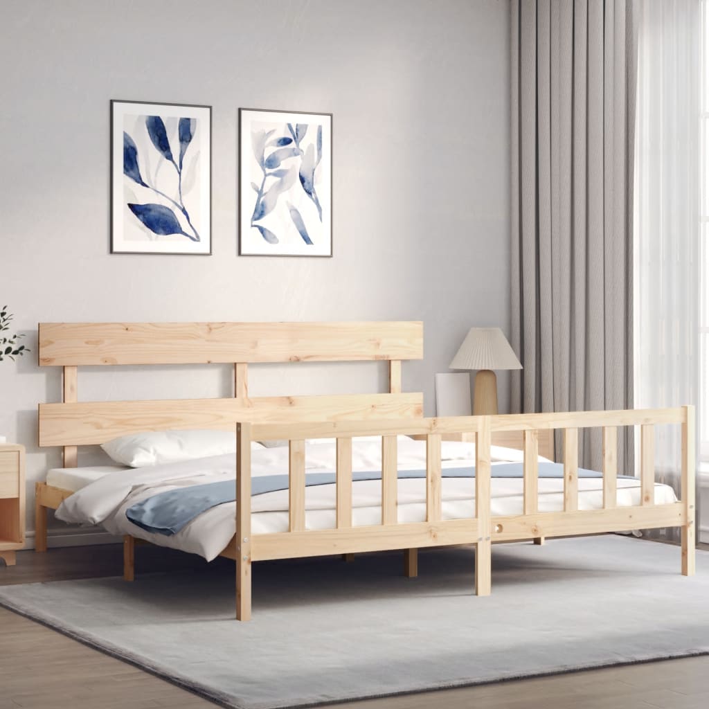Bed Frame without Mattress 200x200 cm Solid Wood Pine