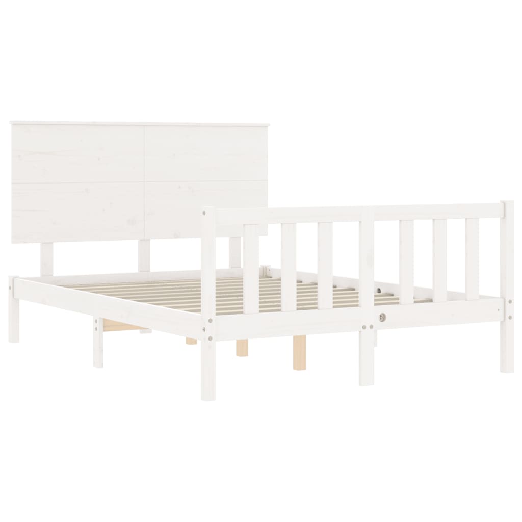 Bed Frame without Mattress White Small Double Solid Wood Pine