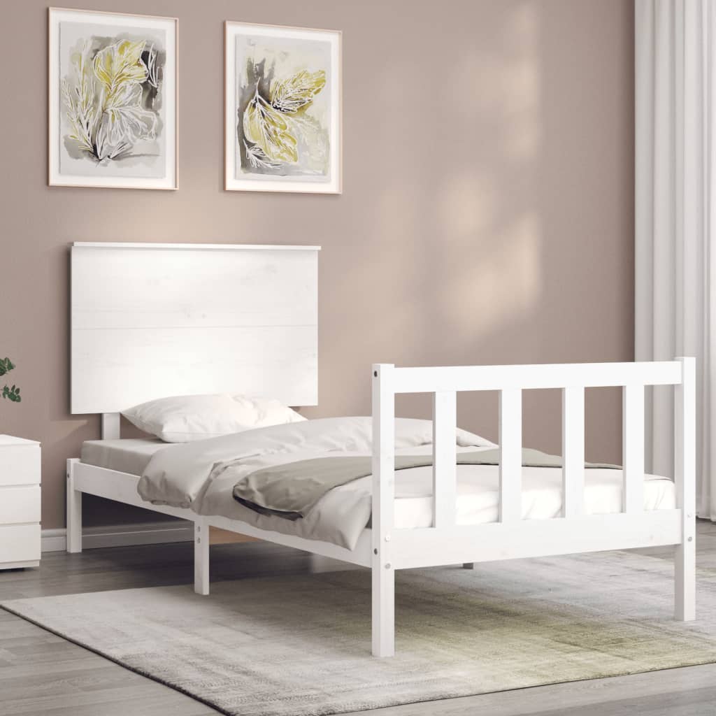 Bed Frame without Mattress White 90x200 cm Solid Wood Pine