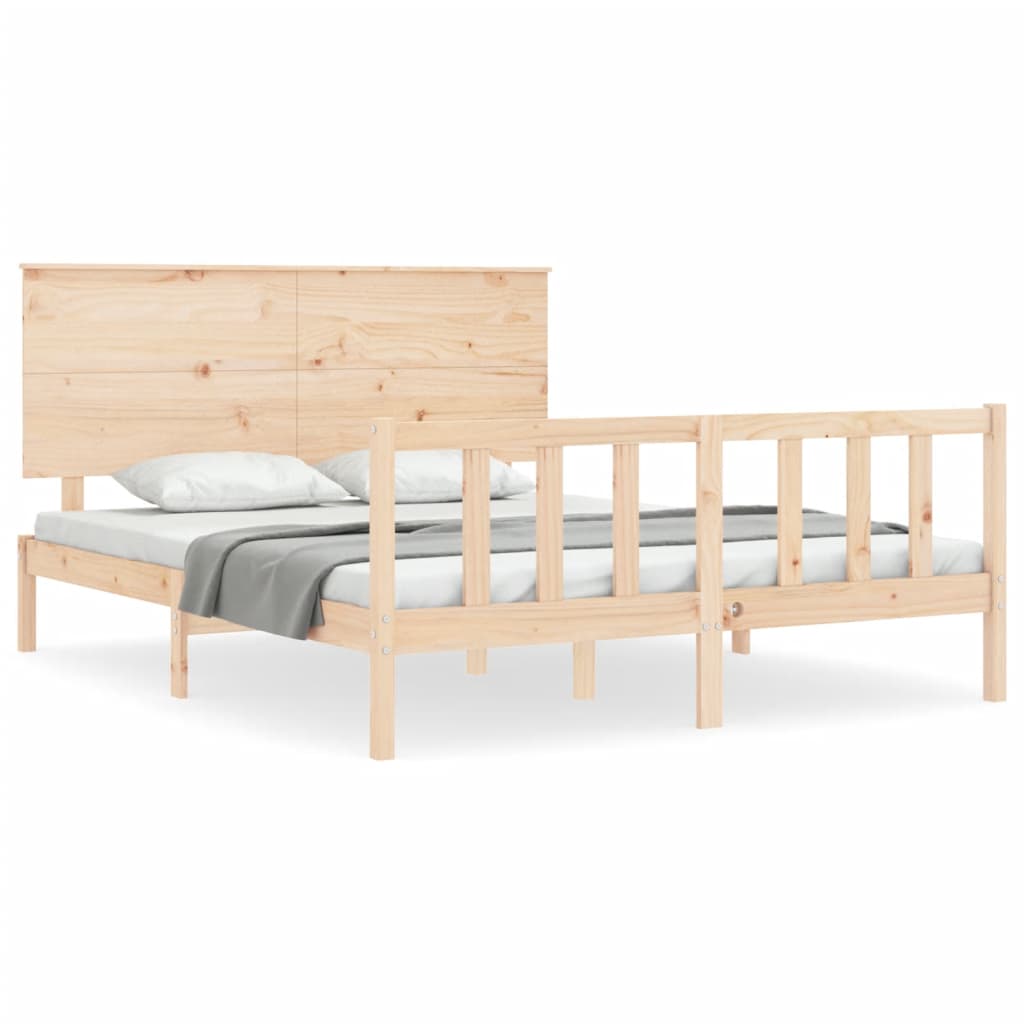 Bed Frame without Mattress King Size Solid Wood Pine