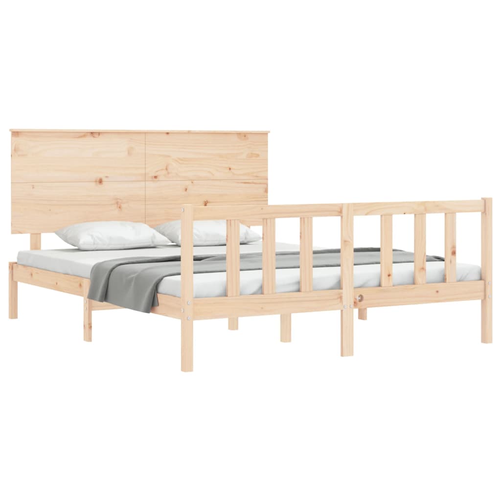 Bed Frame without Mattress King Size Solid Wood Pine