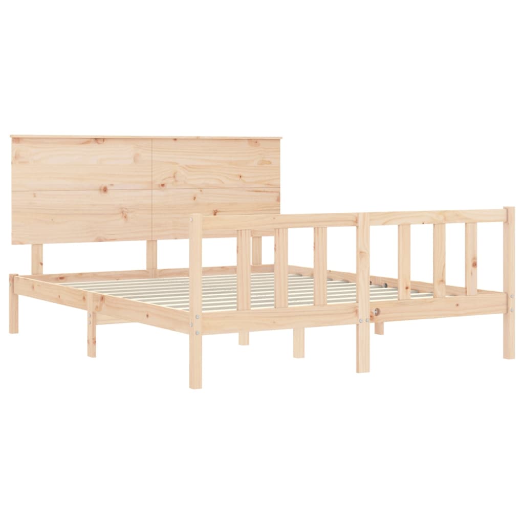 Bed Frame without Mattress King Size Solid Wood Pine