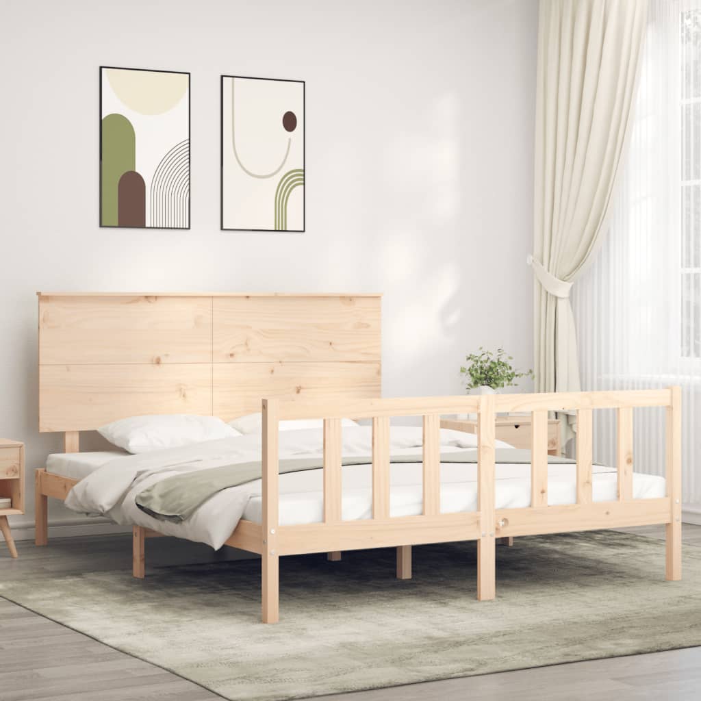 Bed Frame without Mattress King Size Solid Wood Pine