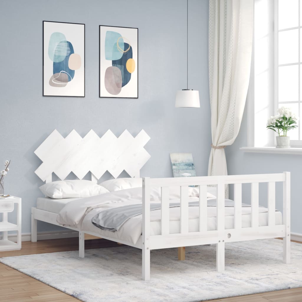Bed Frame without Mattress White 120x200 cm Solid Wood Pine