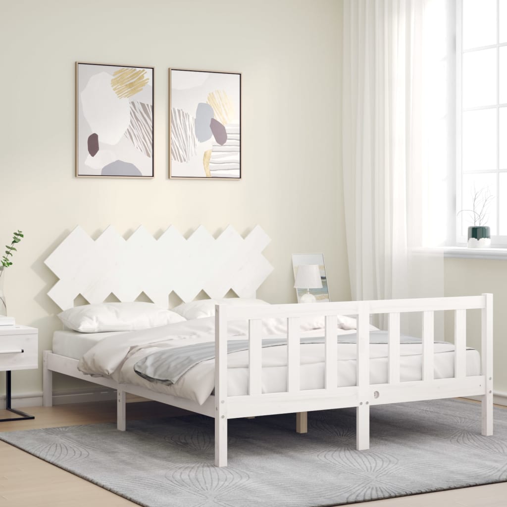 Bed Frame without Mattress White 140x200 cm Solid Wood Pine