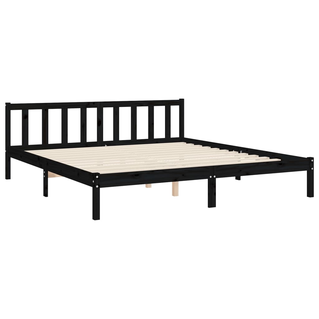 Bed Frame without Mattress Black Super King Size Solid Wood Pine