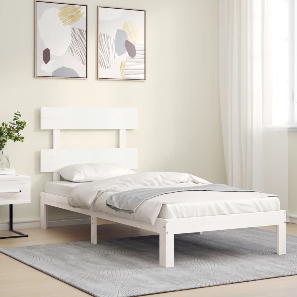 Bed Frame without Mattress White 100x200 cm Solid Wood Pine