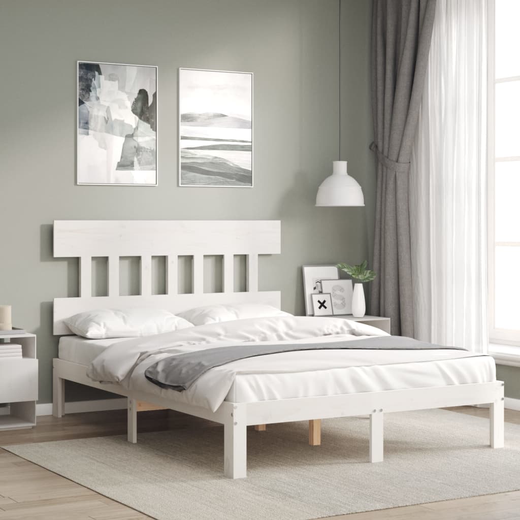 Bed Frame without Mattress White 140x200 cm Solid Wood Pine