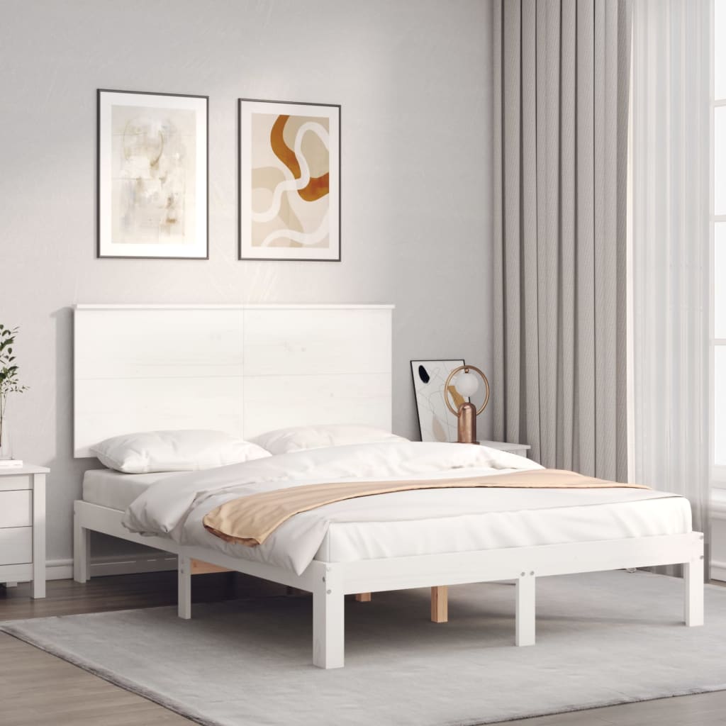 Bed Frame without Mattress White 140x200 cm Solid Wood Pine