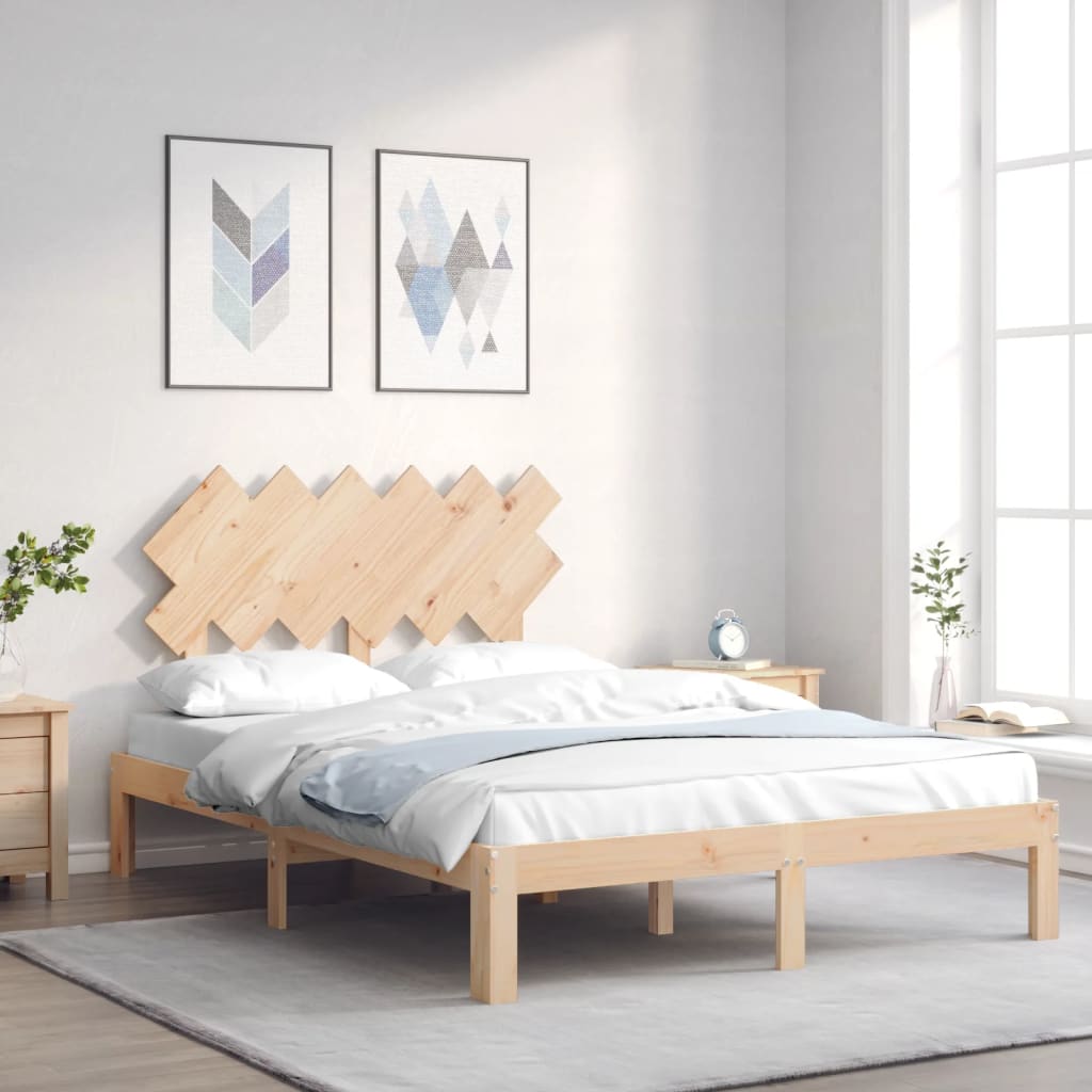 Bed Frame without Mattress Double Solid Wood Pine