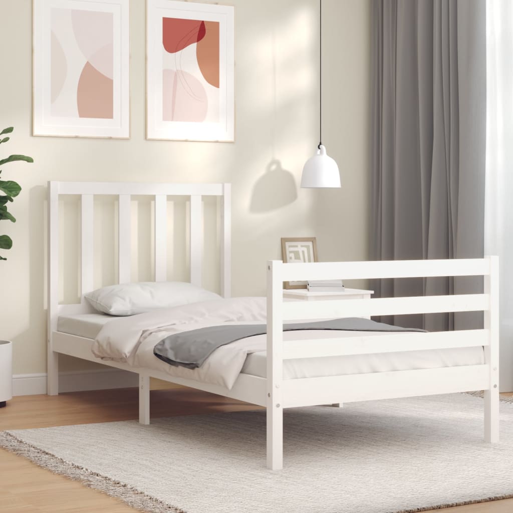 Bed Frame without Mattress White Small Single Solid Wood Pine