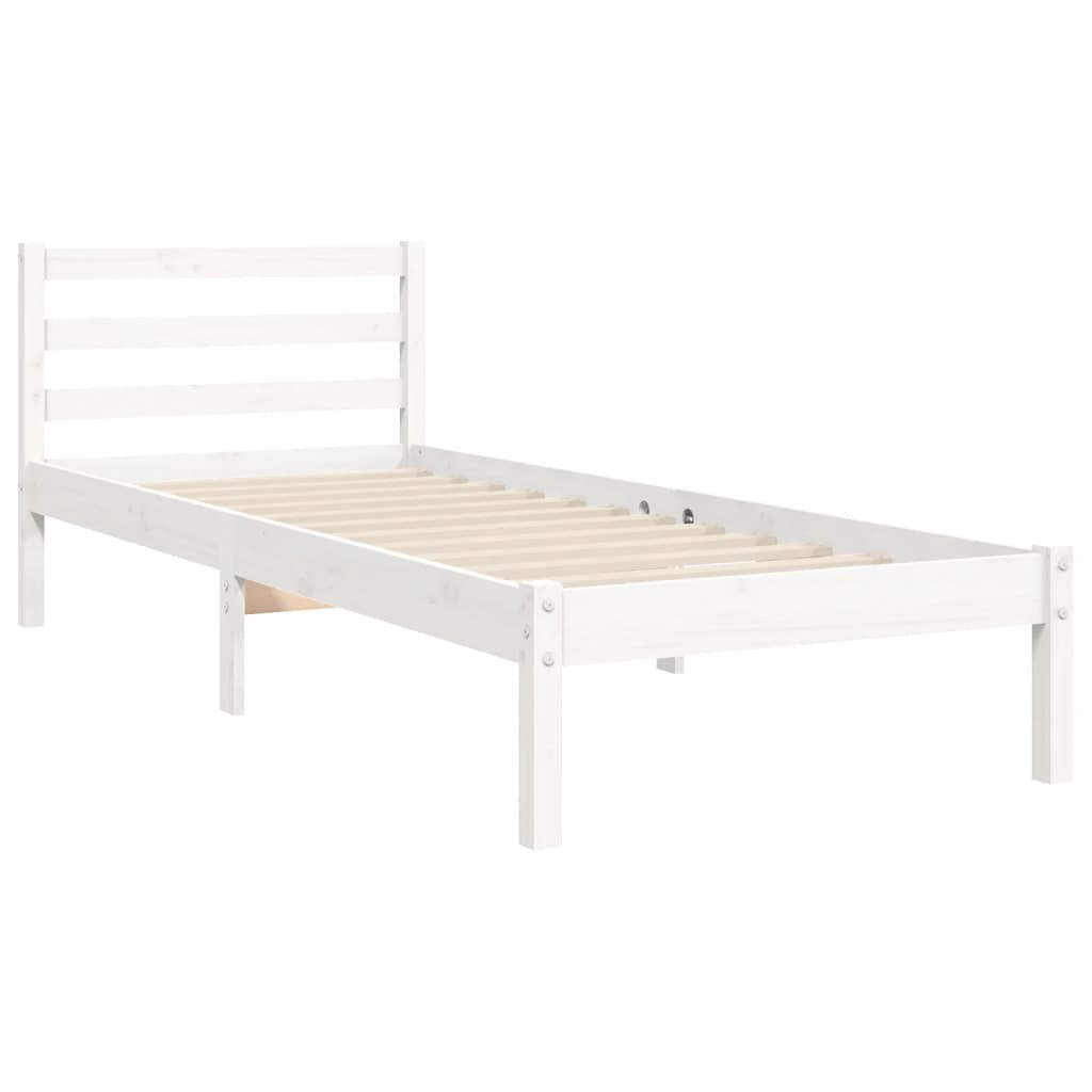 Bed Frame without Mattress White 100x200 cm Solid Wood Pine