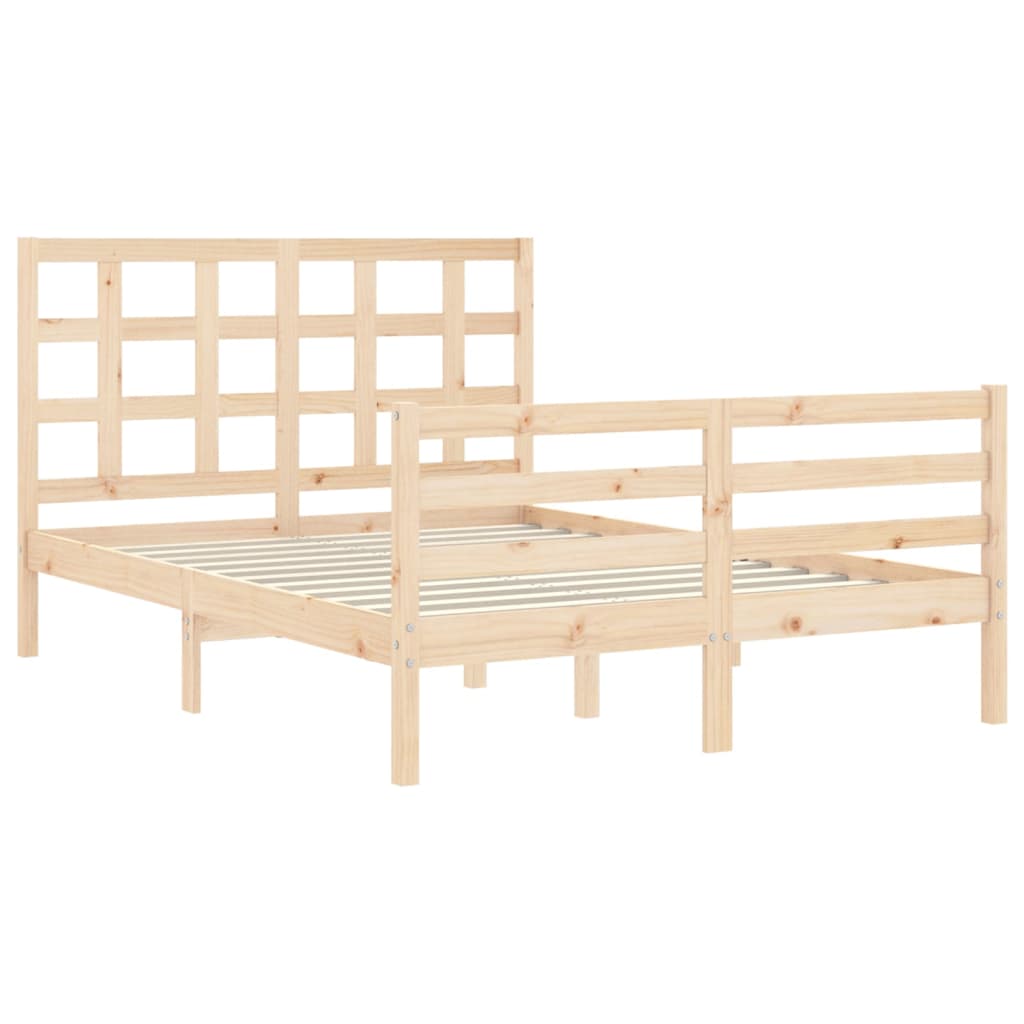 Bed Frame without Mattress Double Solid Wood