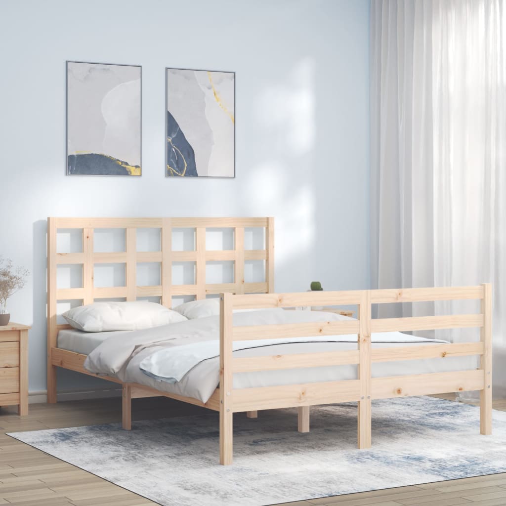 Bed Frame without Mattress Double Solid Wood