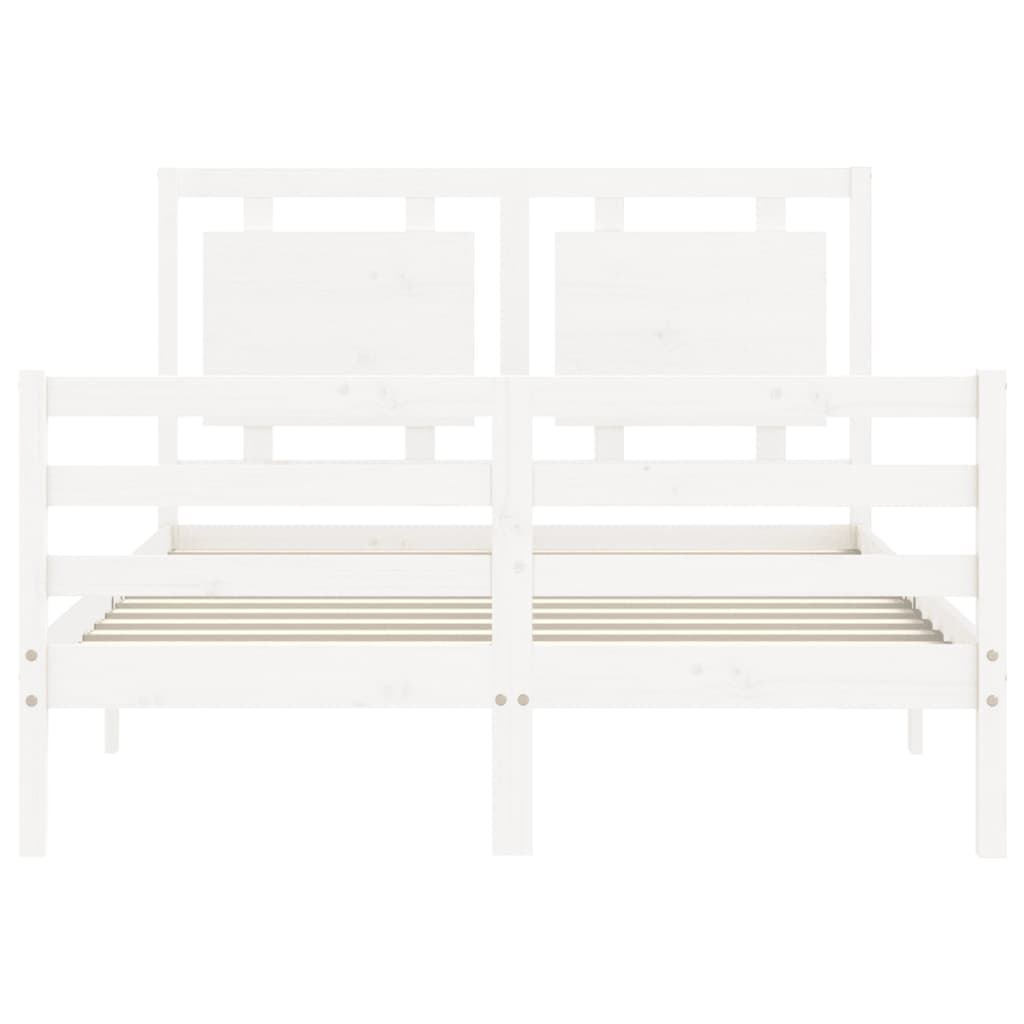 Bed Frame without Mattress White Double Solid Wood