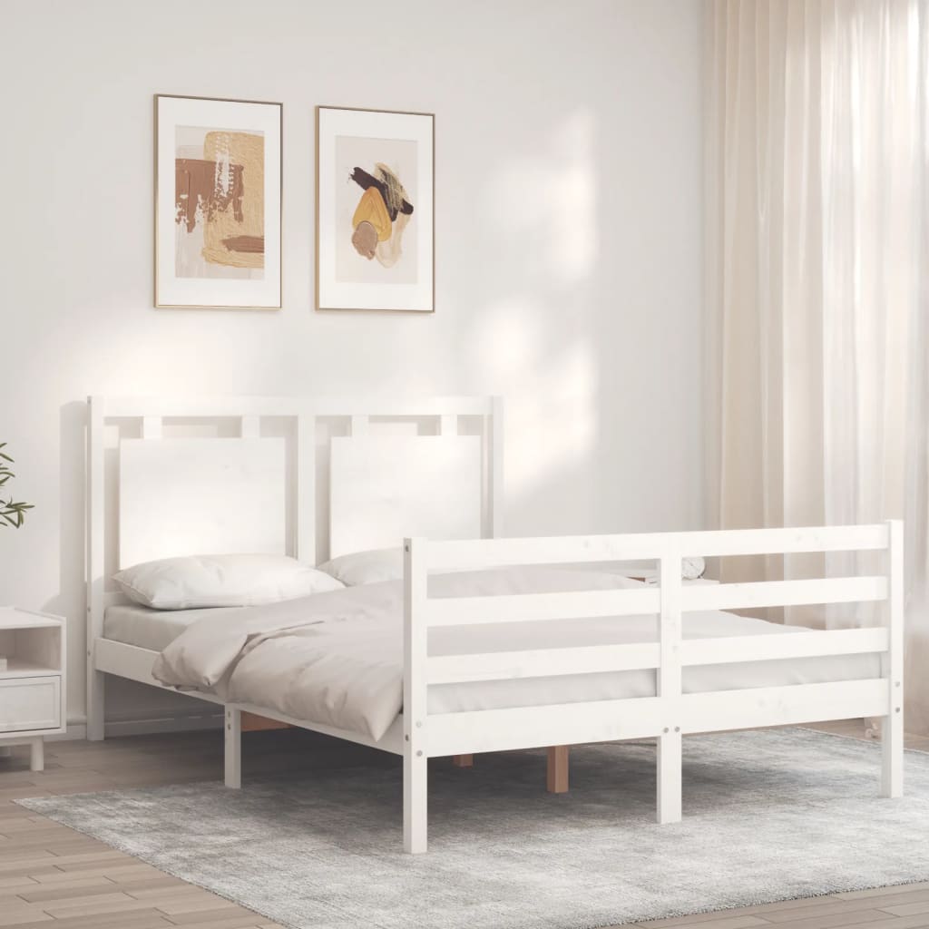 Bed Frame without Mattress White 120x200 cm Solid Wood