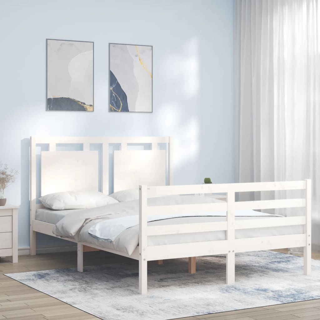 Bed Frame without Mattress White 120x200 cm Solid Wood