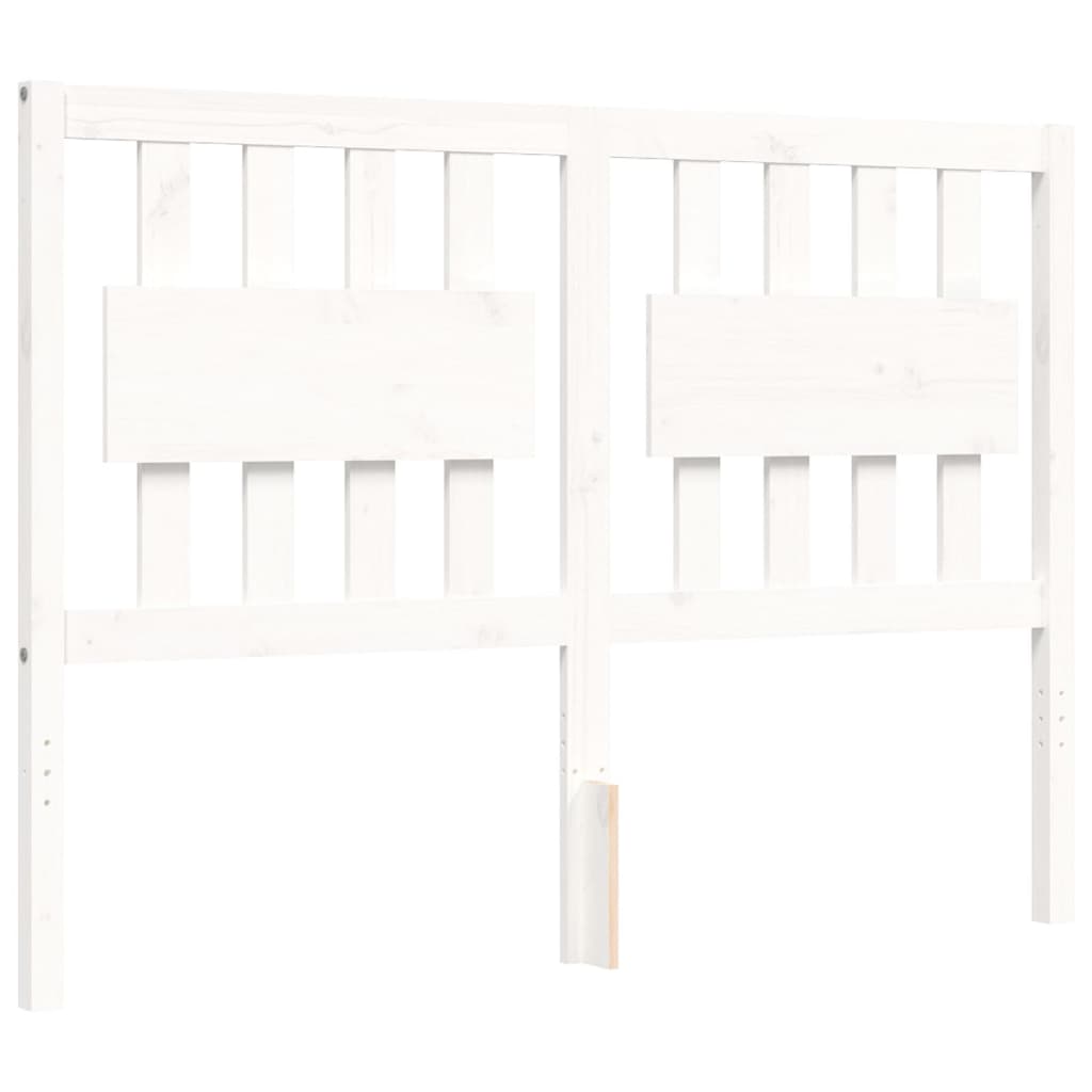 Bed Frame without Mattress White Double Solid Wood