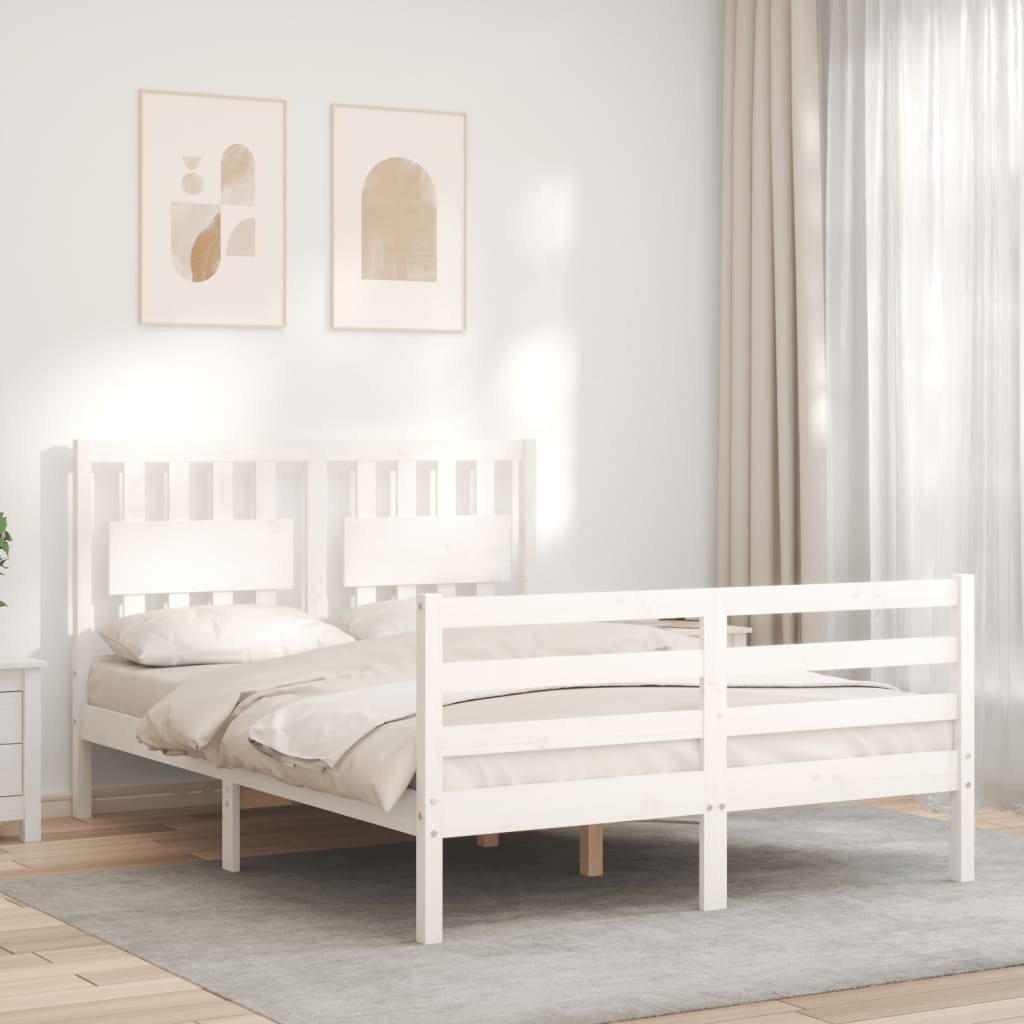Bed Frame without Mattress White 140x190 cm Solid Wood