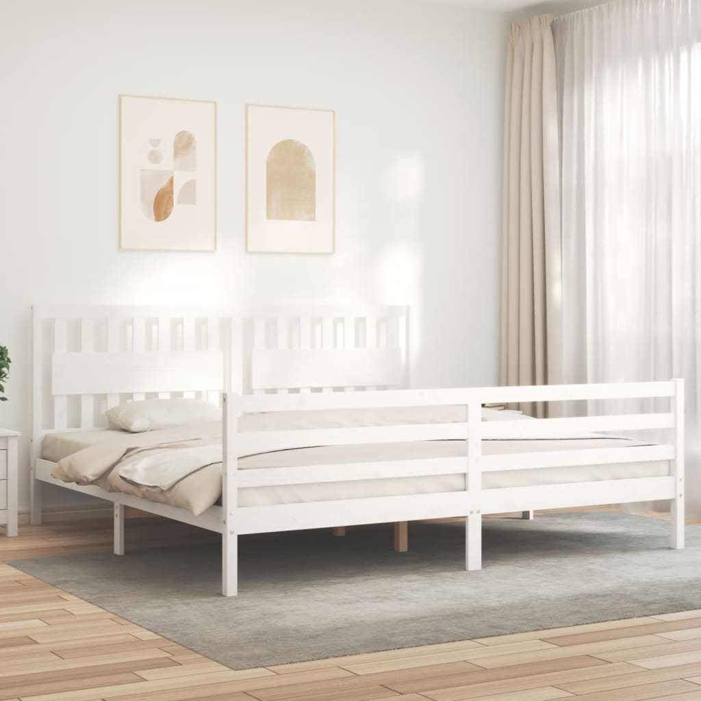 Bed Frame without Mattress White 200x200 cm Solid Wood