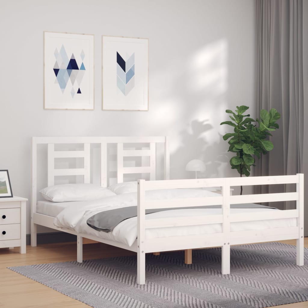 Bed Frame without Mattress White 140x200 cm Solid Wood