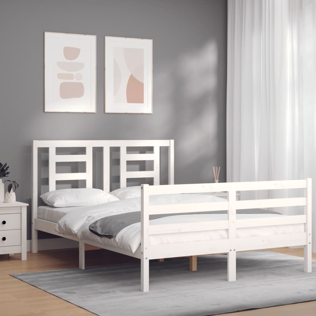 Bed Frame without Mattress White 140x200 cm Solid Wood