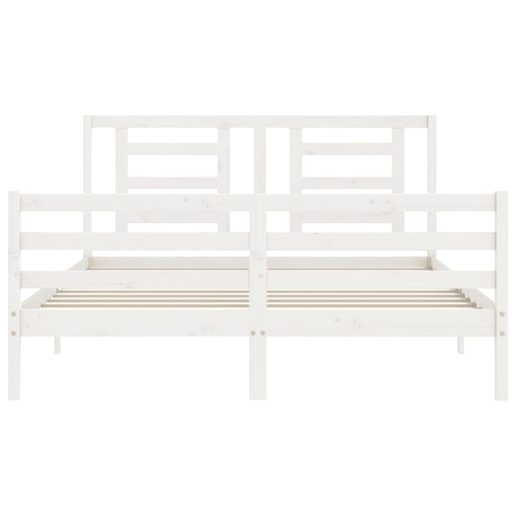 Bed Frame without Mattress White King Size Solid Wood