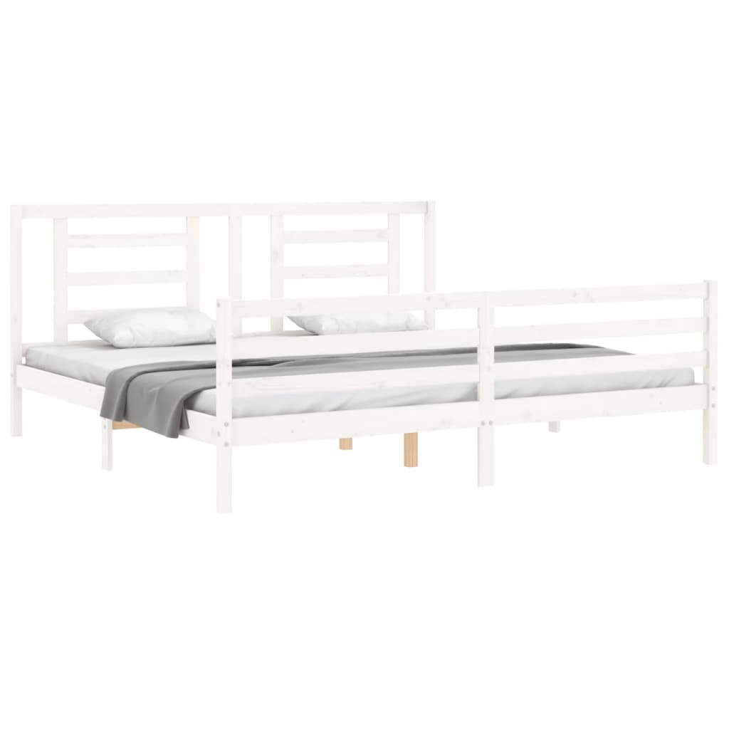 Bed Frame without Mattress White Super King Size Solid Wood