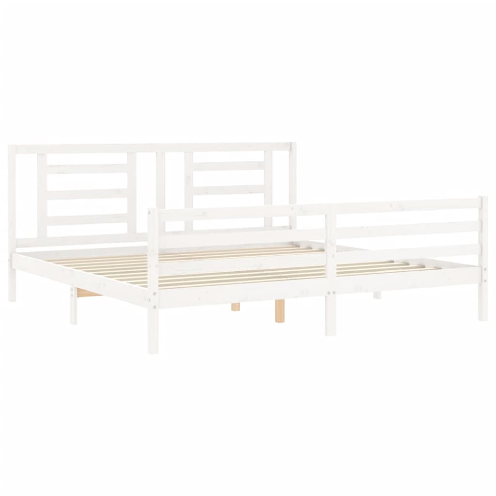 Bed Frame without Mattress White Super King Size Solid Wood