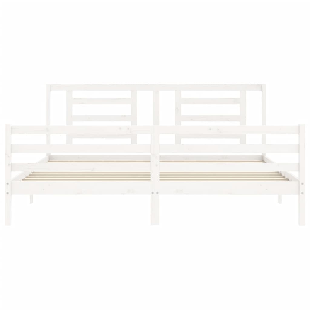 Bed Frame without Mattress White Super King Size Solid Wood