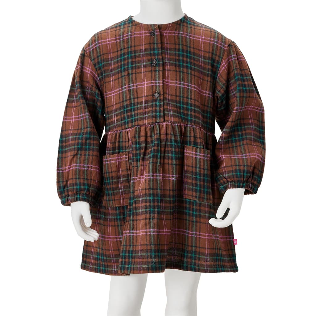 Kids' Dress With Long Sleeves Cognac 128