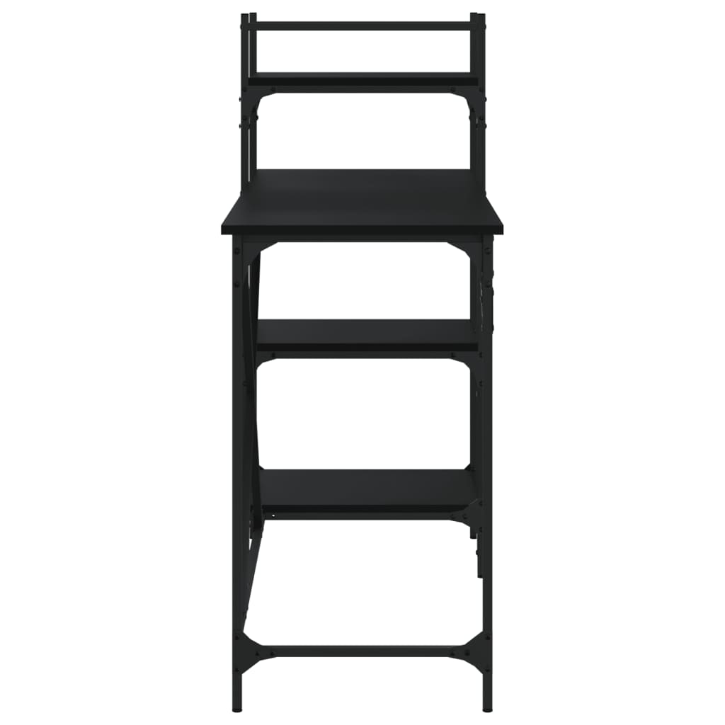 Industrial Wooden Home Office Computer Desk Table With Open Storage Shelves