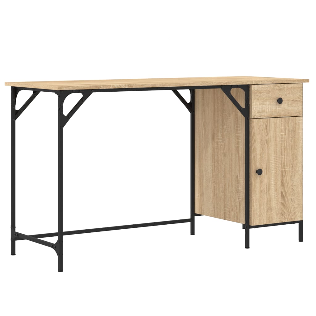 Industrial Wooden Home Office Computer Desk Table With Drawer Storage Cupboard