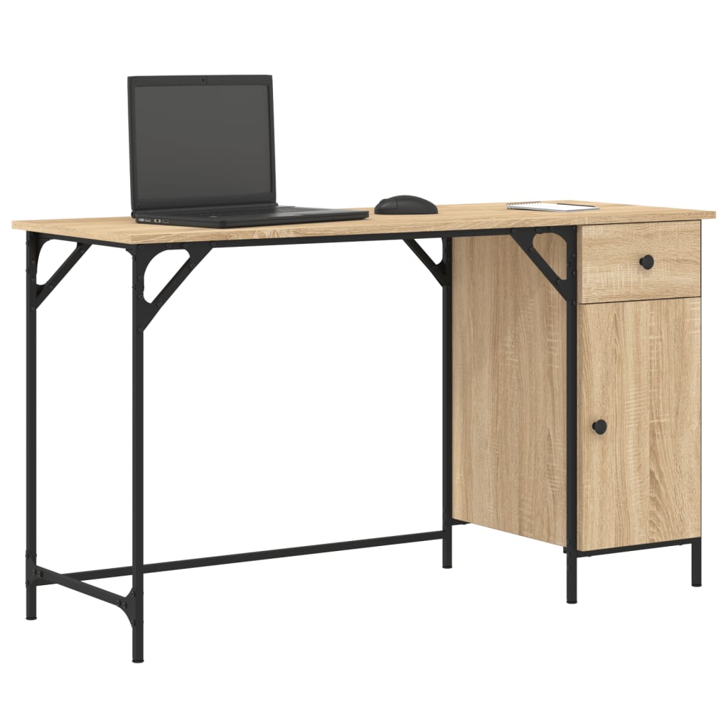 Industrial Wooden Home Office Computer Desk Table With Drawer Storage Cupboard