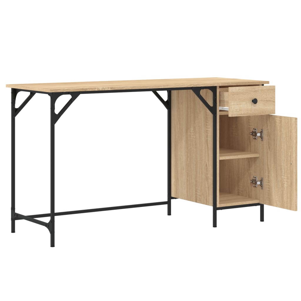 Industrial Wooden Home Office Computer Desk Table With Drawer Storage Cupboard